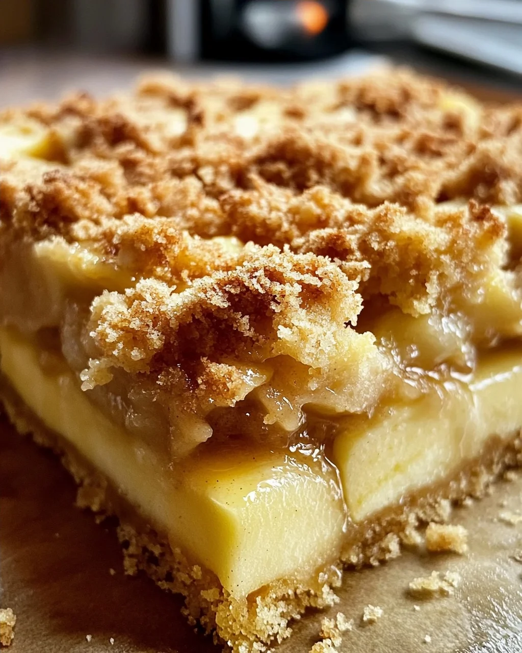 Apfelkuchen vom Blech - mit Pudding und knusprigen Streuseln