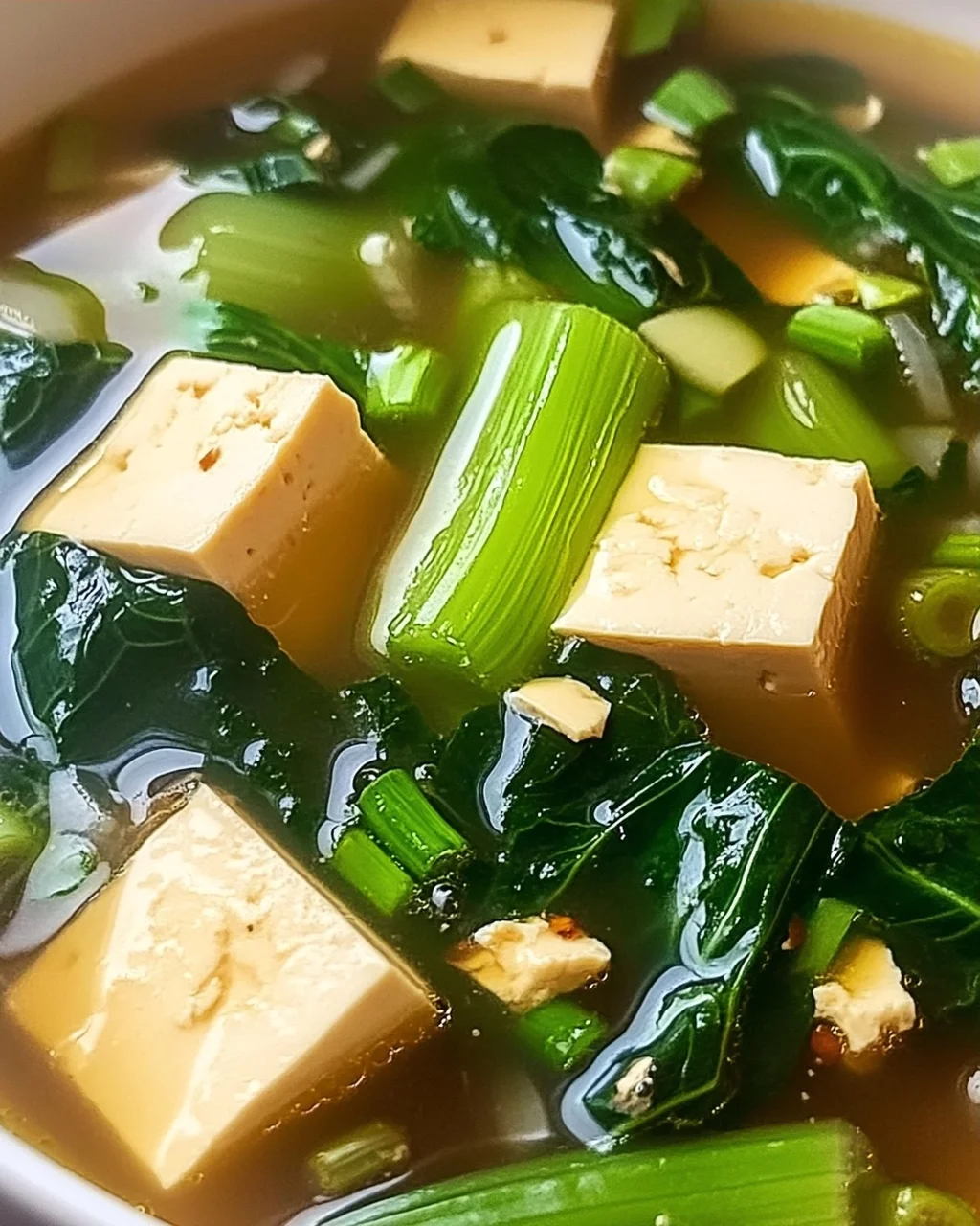 Bok Choy Suppe mit Knoblauch und Ingwer genießen