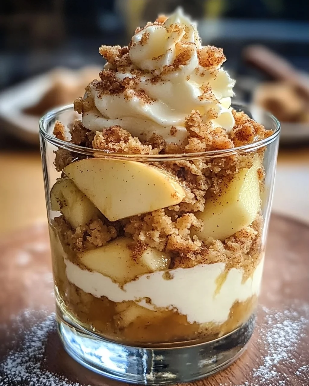 Bratapfel-Crumble auf Zimtcreme - Dessert im Glas
