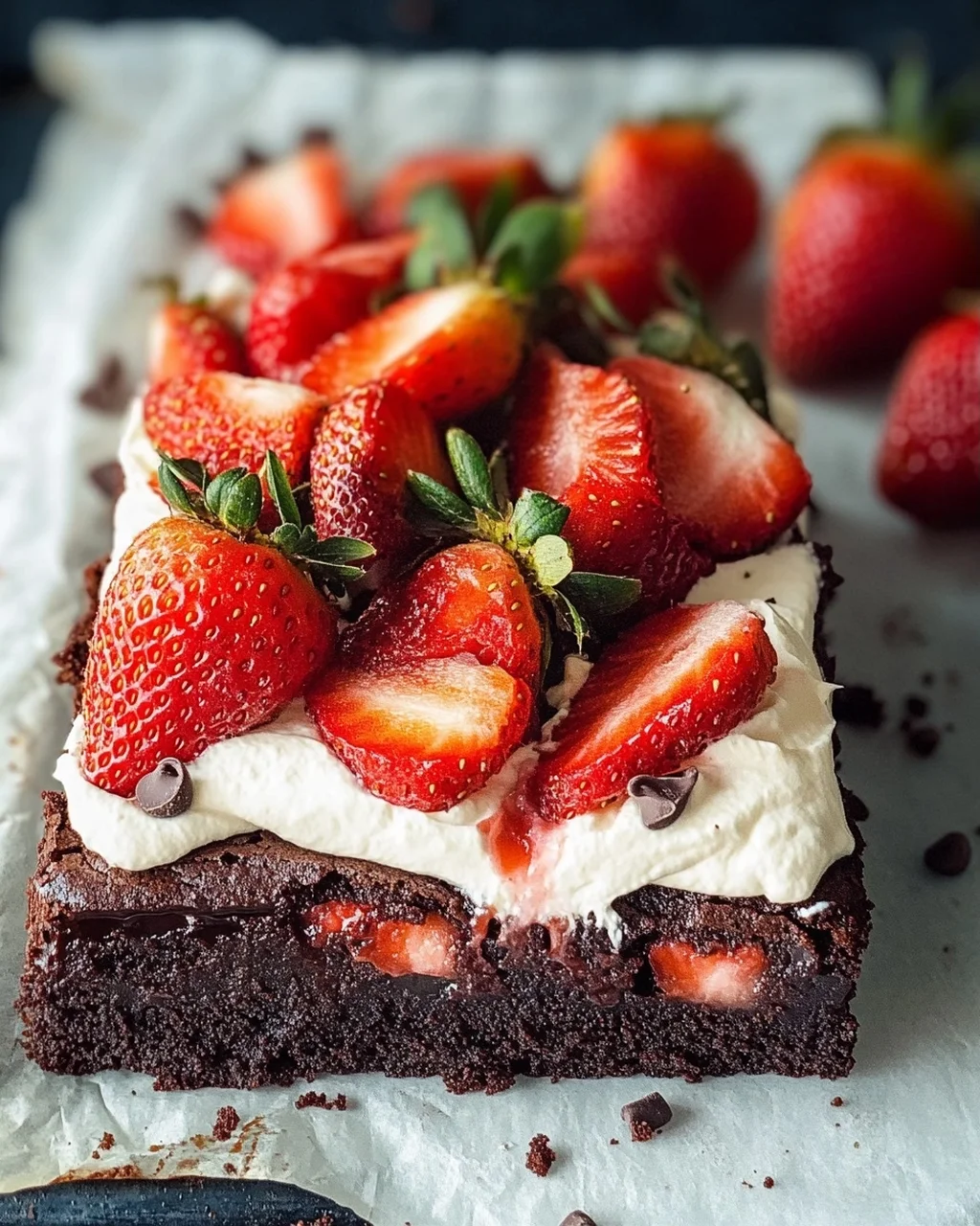 Brownie mit Mascarpone und Erdbeeren