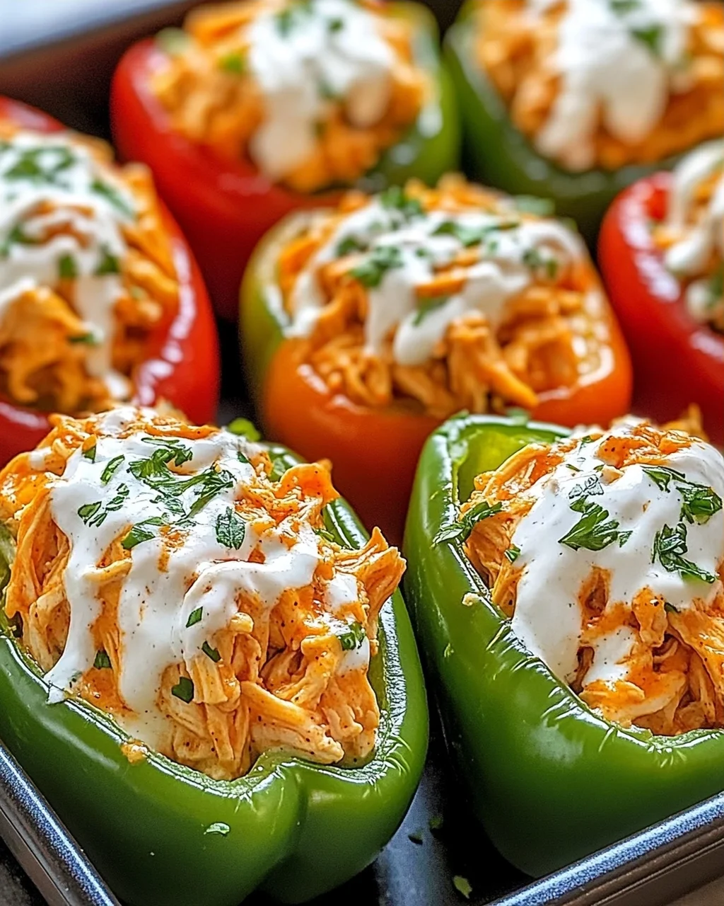 Buffalo-Hühnchen gefüllte Paprika leicht gemacht