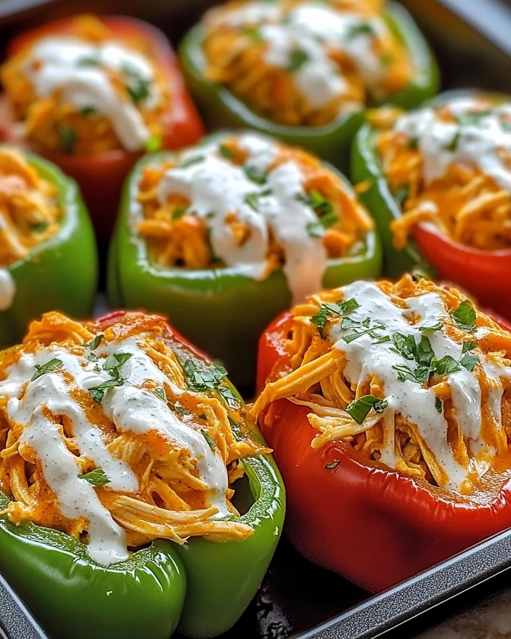 Buffalo-Hühnchen gefüllte Paprika leicht gemacht