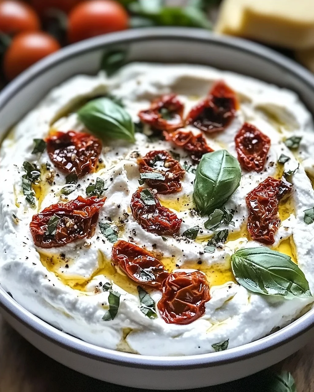 Burrata-Dip Tomate-Basilikum schnell selbstgemacht