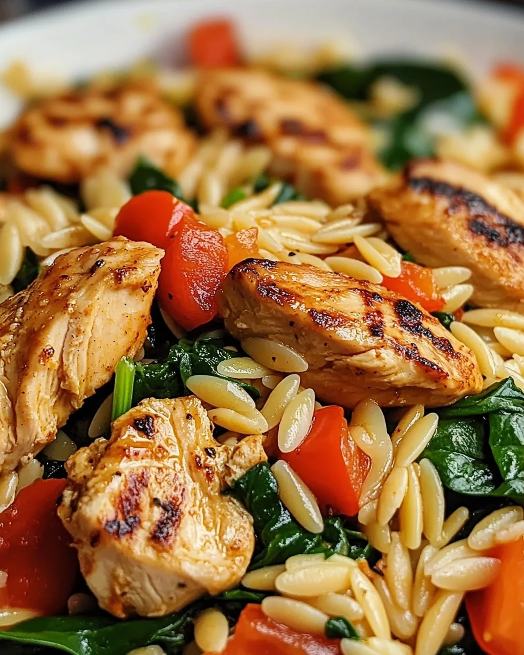 Cajun-Hühnchen Orzo mit Spinat für Eilige Köche