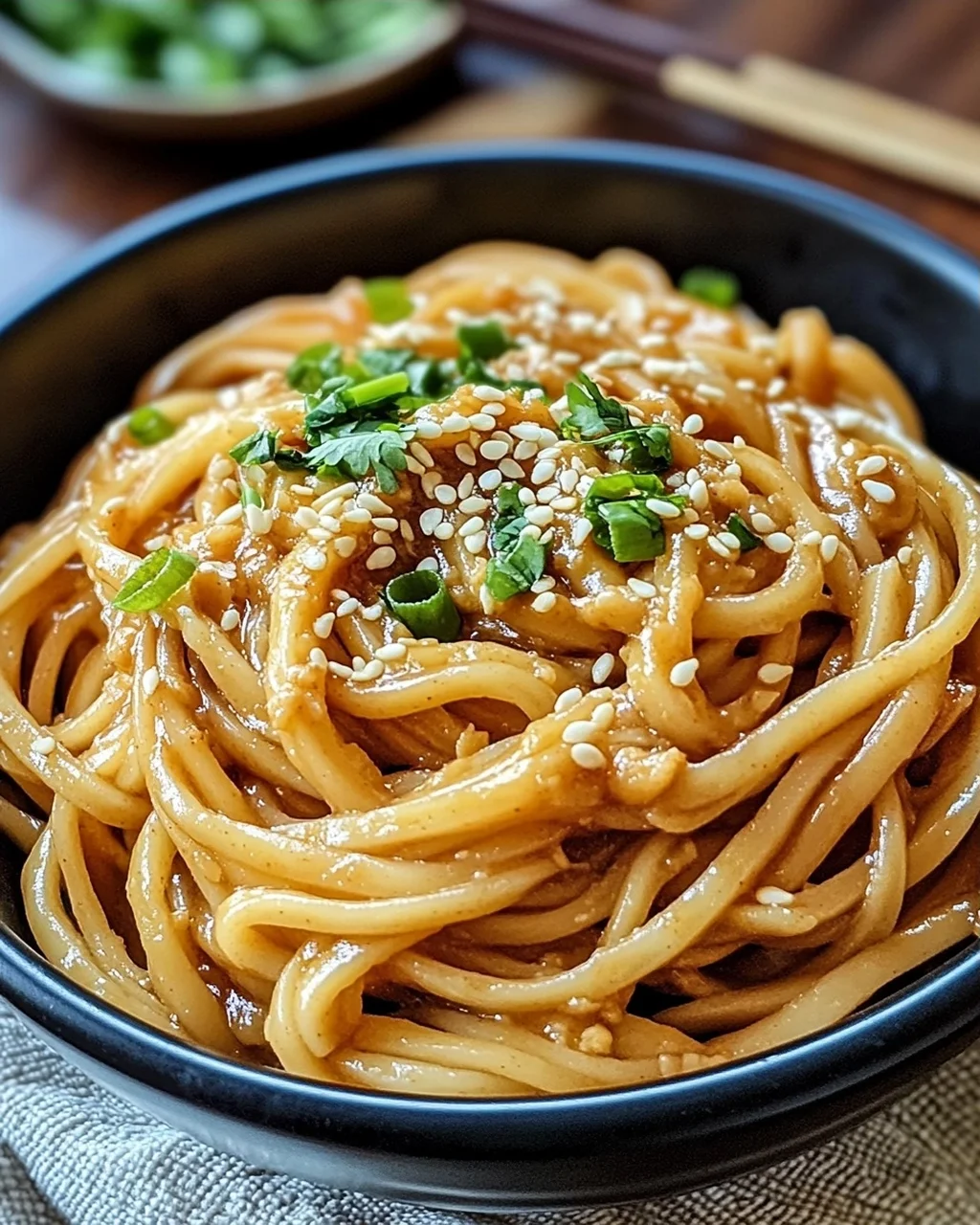 Chinesische Nudeln mit Erdnusssauce