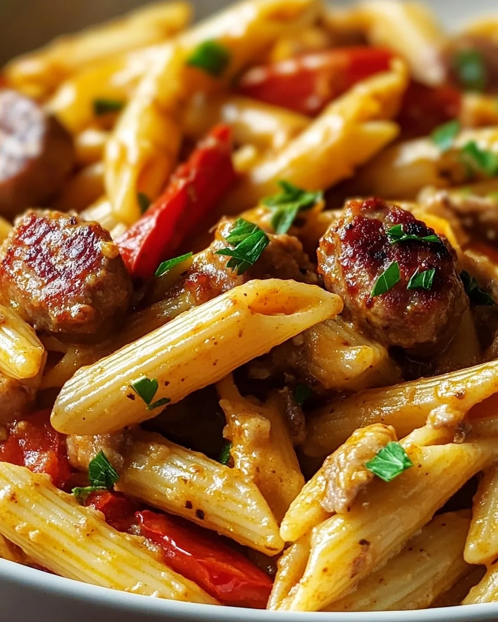 Cremige Cajun Rinderwurst Pasta mit Penne – Extra Aromatisch