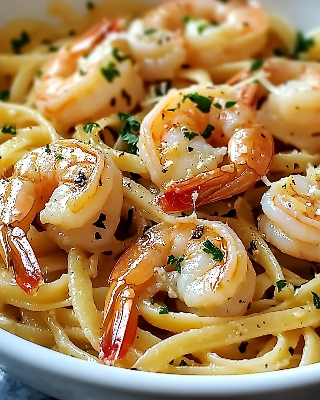Cremige One-Pot Knoblauchbutter Garnelen Pasta blitzschnell