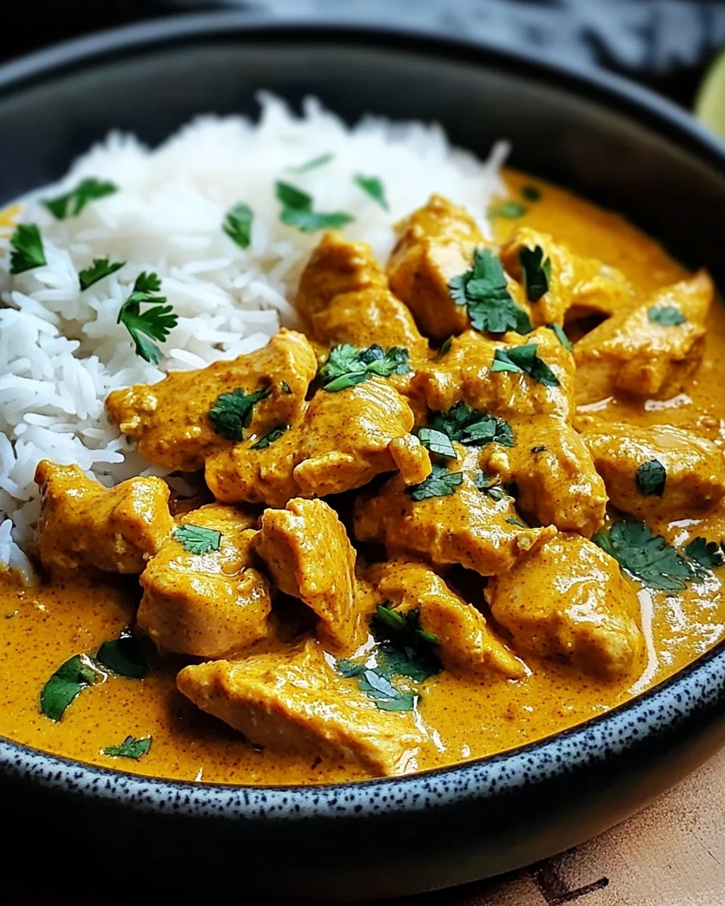 Curry-Geschnetzeltes mit Reis