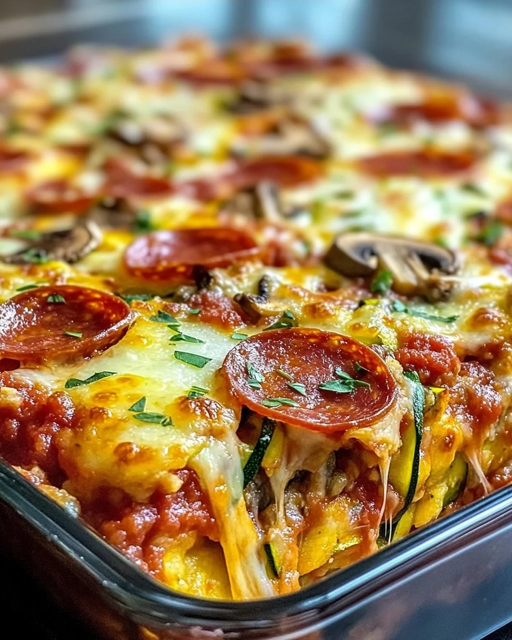 Einfaches Zucchini-Pizza-Auflauf-Abendessen ganz leicht