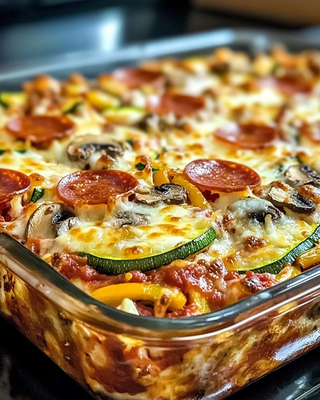 Einfaches Zucchini-Pizza-Auflauf-Abendessen ganz leicht