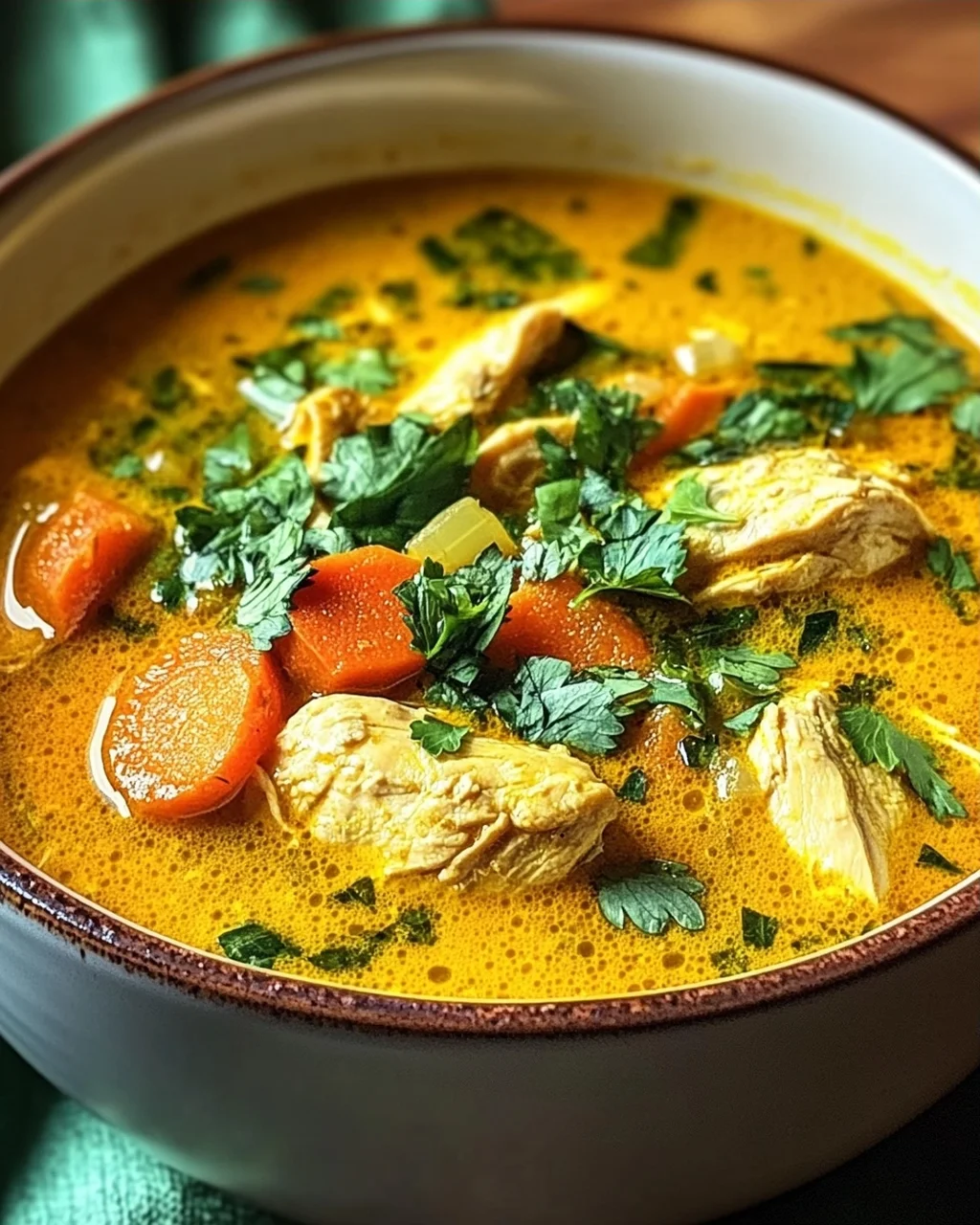 Entzündungshemmende Kurkuma Hühnersuppe für Wohlbefinden