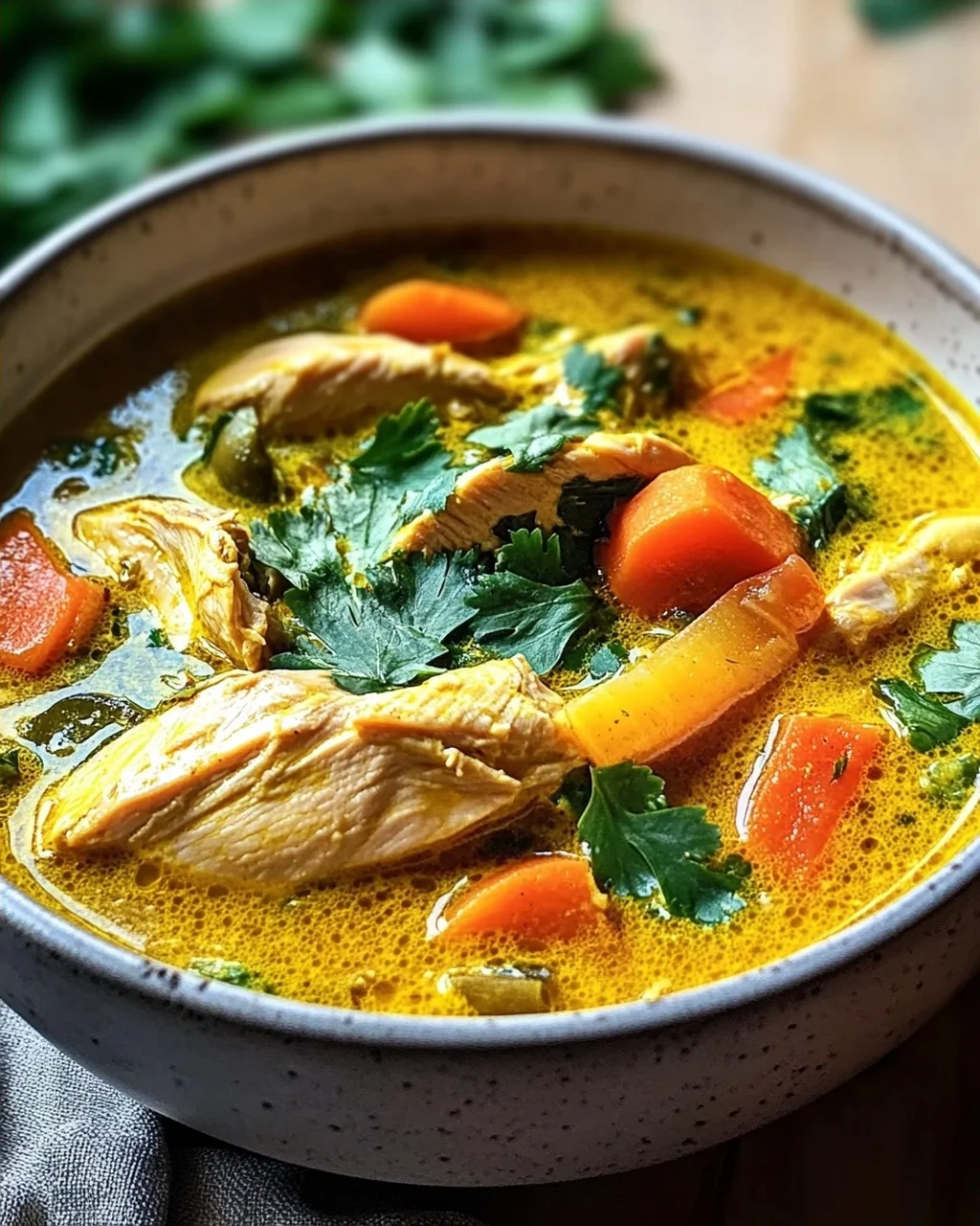 Entzündungshemmende Kurkuma Hühnersuppe für Wohlbefinden