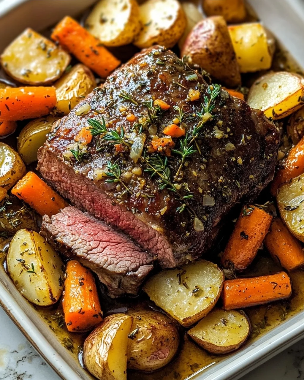 Garlic Herb Beef Roast With Root Vegetables Recipe