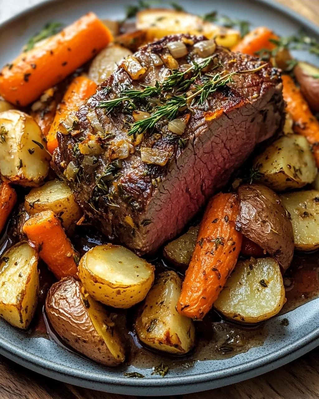 Garlic Herb Beef Roast With Root Vegetables Recipe