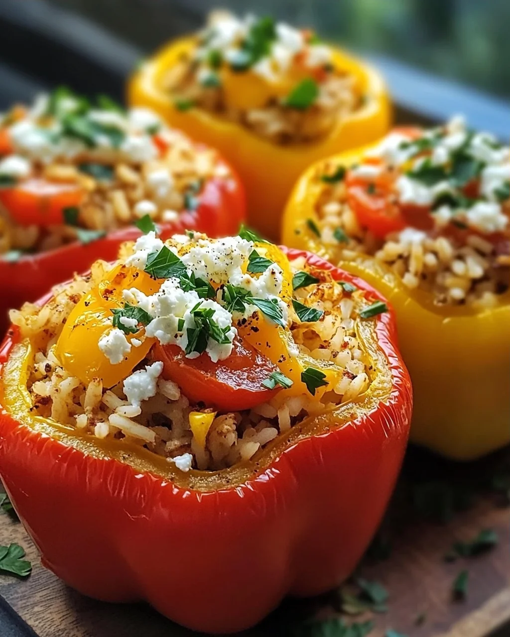 Gefüllte Paprika mit Reis und Feta