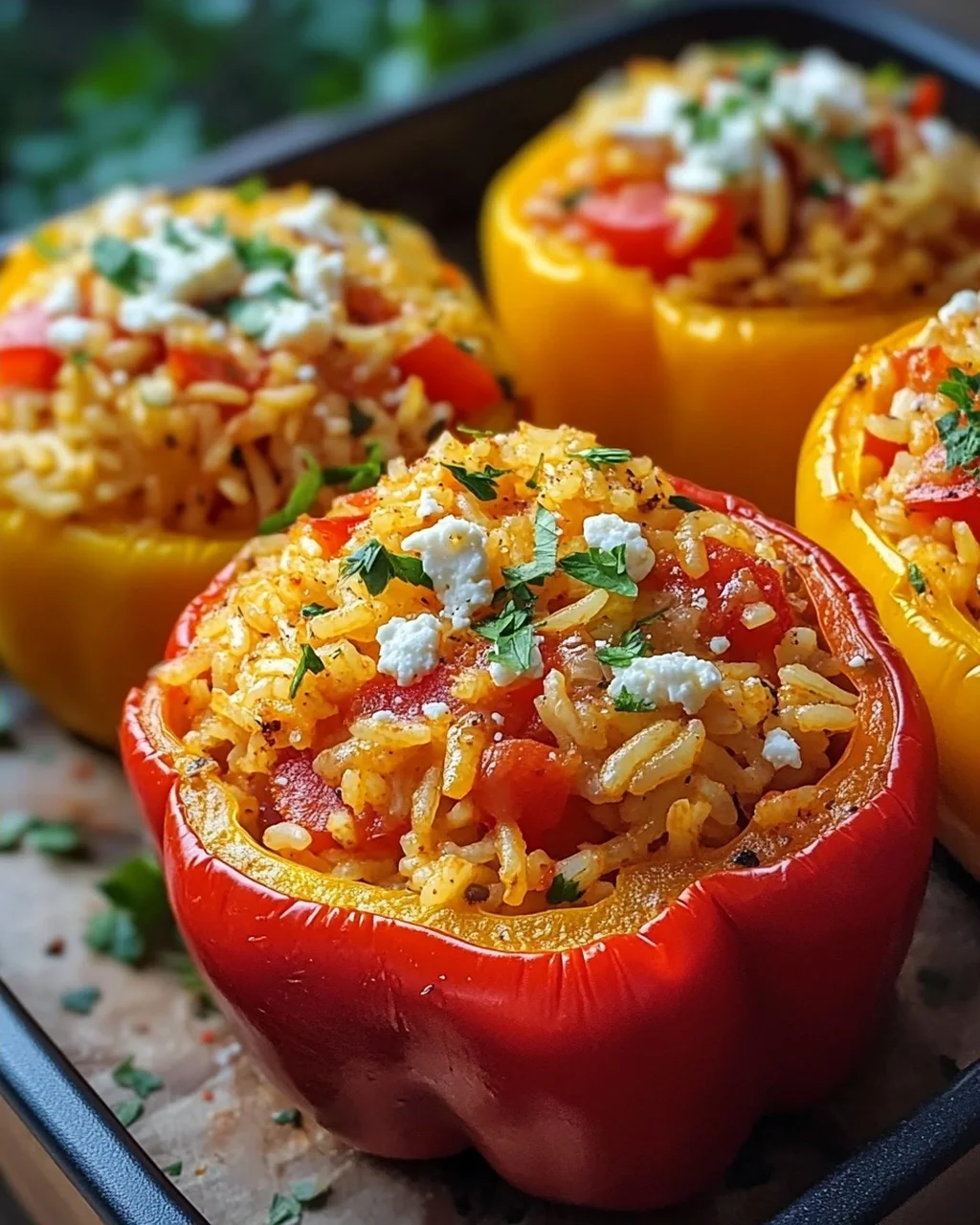 Gefüllte Paprika mit Reis und Feta