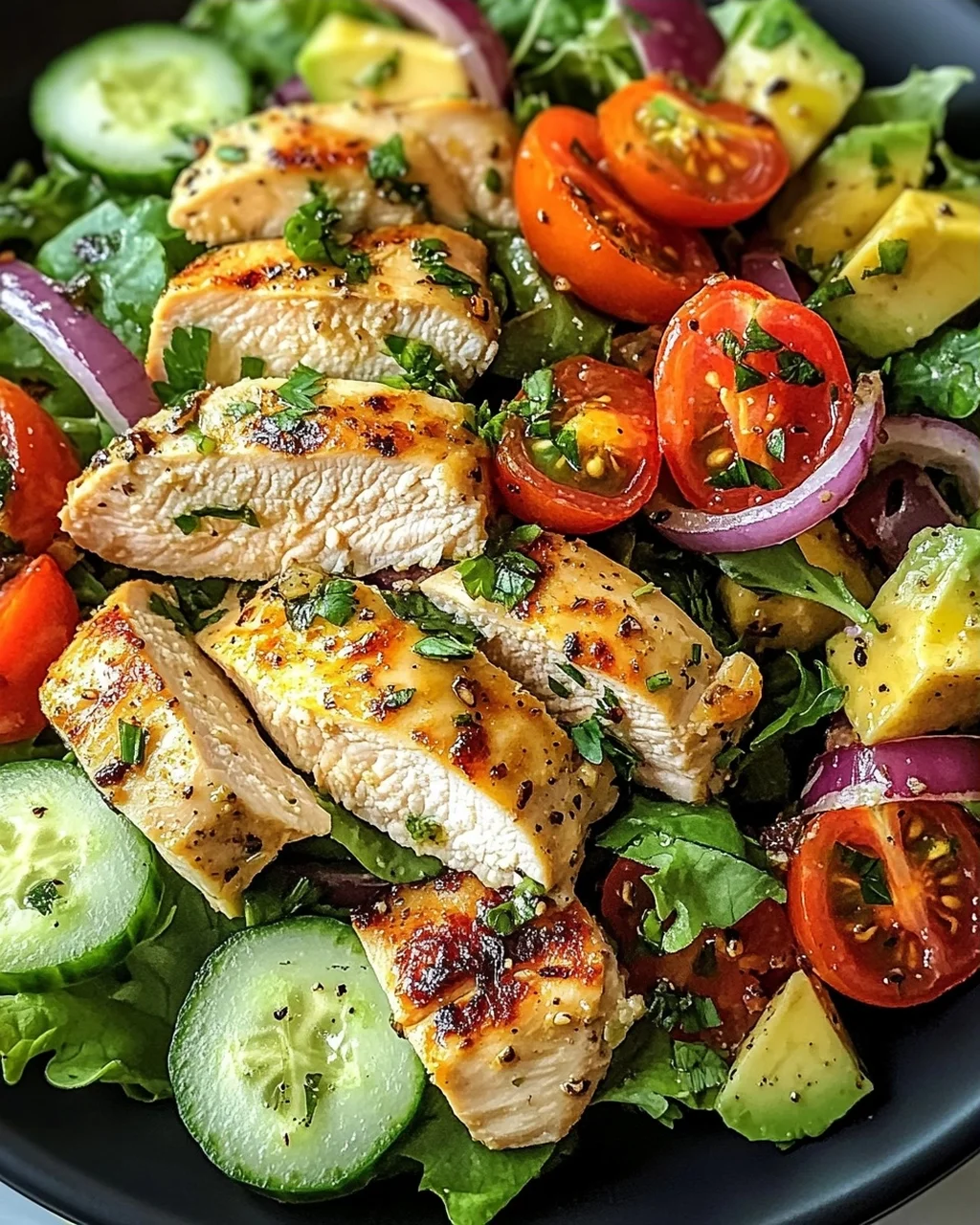 Gesunder Avocado Hähnchen Salat