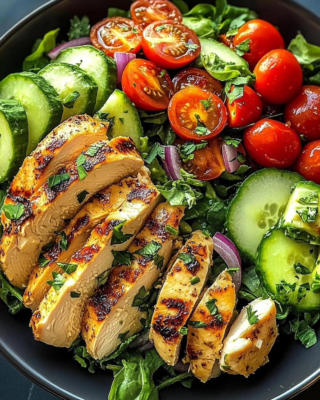 Gesunder Avocado Hähnchen Salat