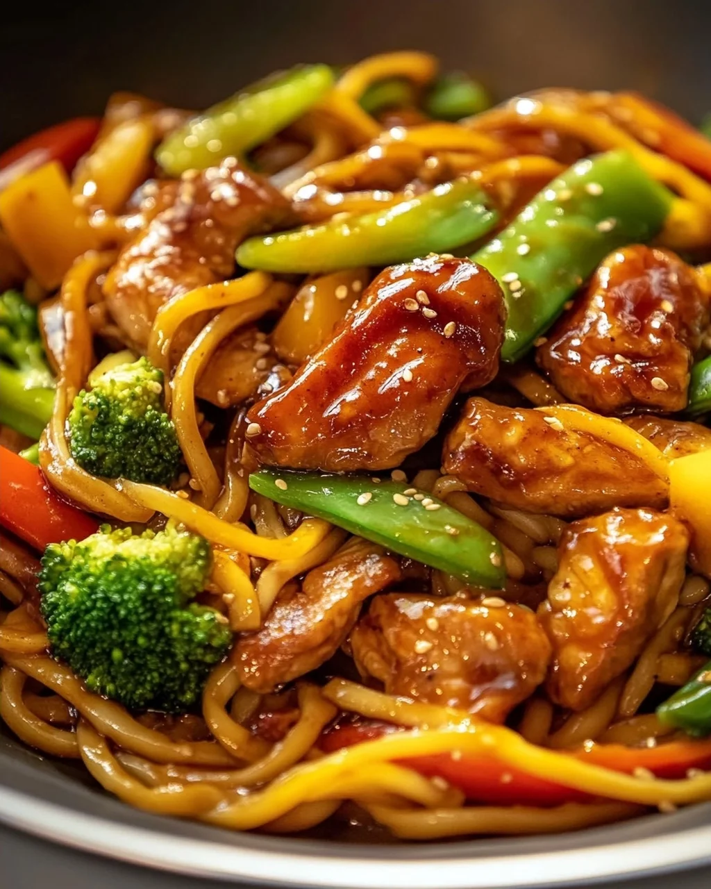 Hähnchen Teriyaki Nudeln mit Honig-Soja Glasur – Aromatisch!