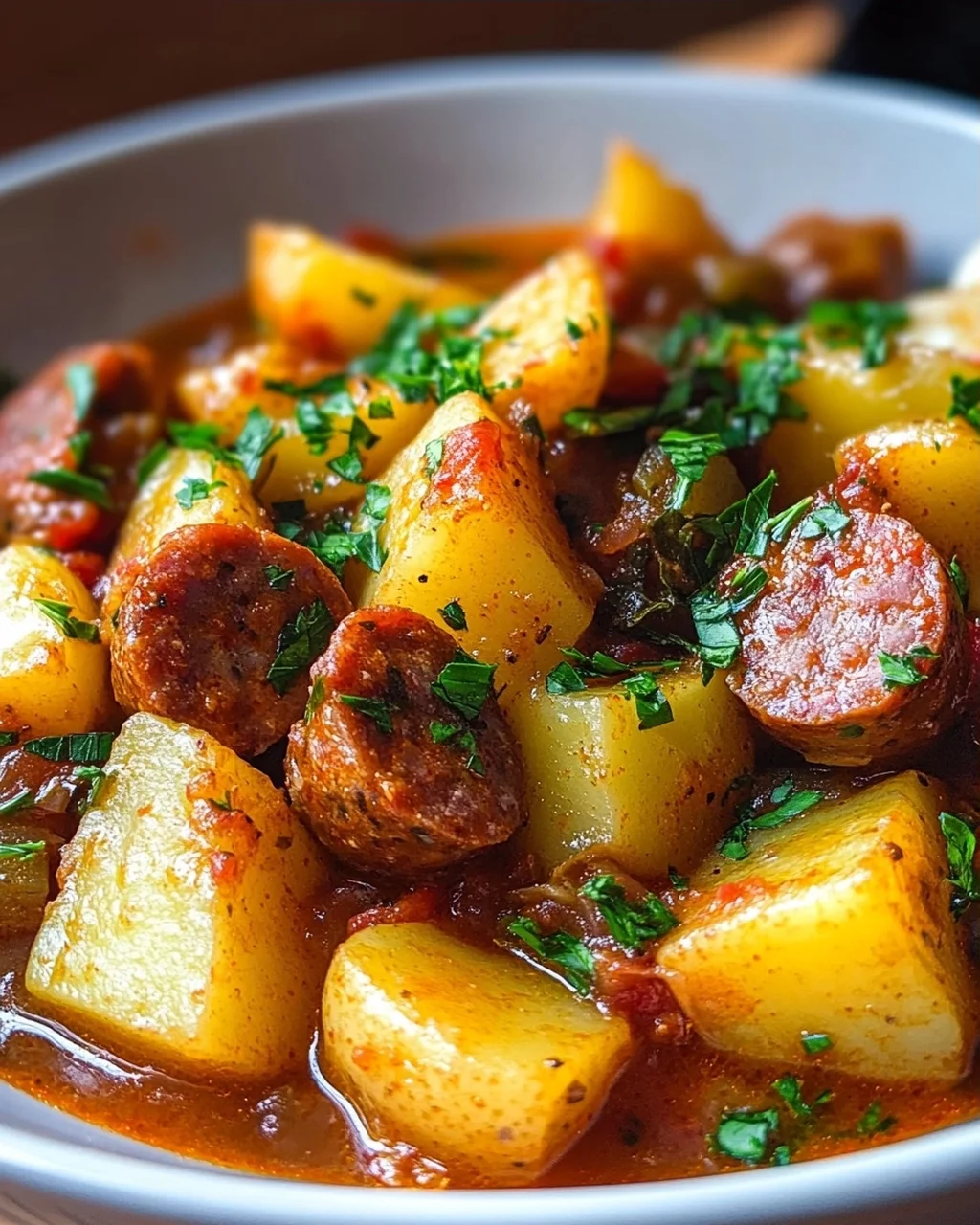 Herzhaftes Kartoffelgulasch mit Würstchen: Schnell & Lecker!