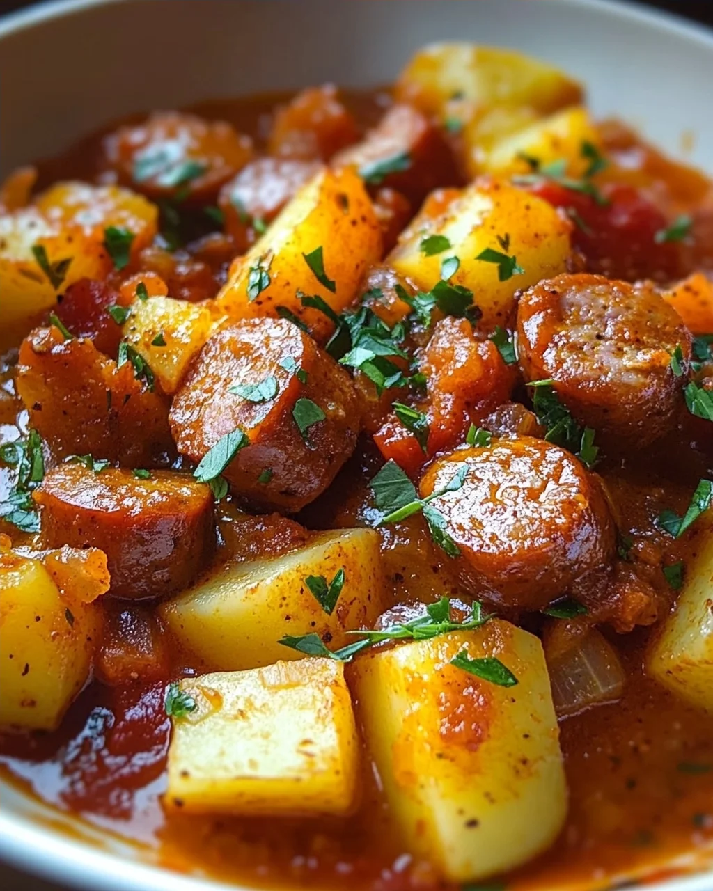 Herzhaftes Kartoffelgulasch mit Würstchen: Schnell & Lecker!
