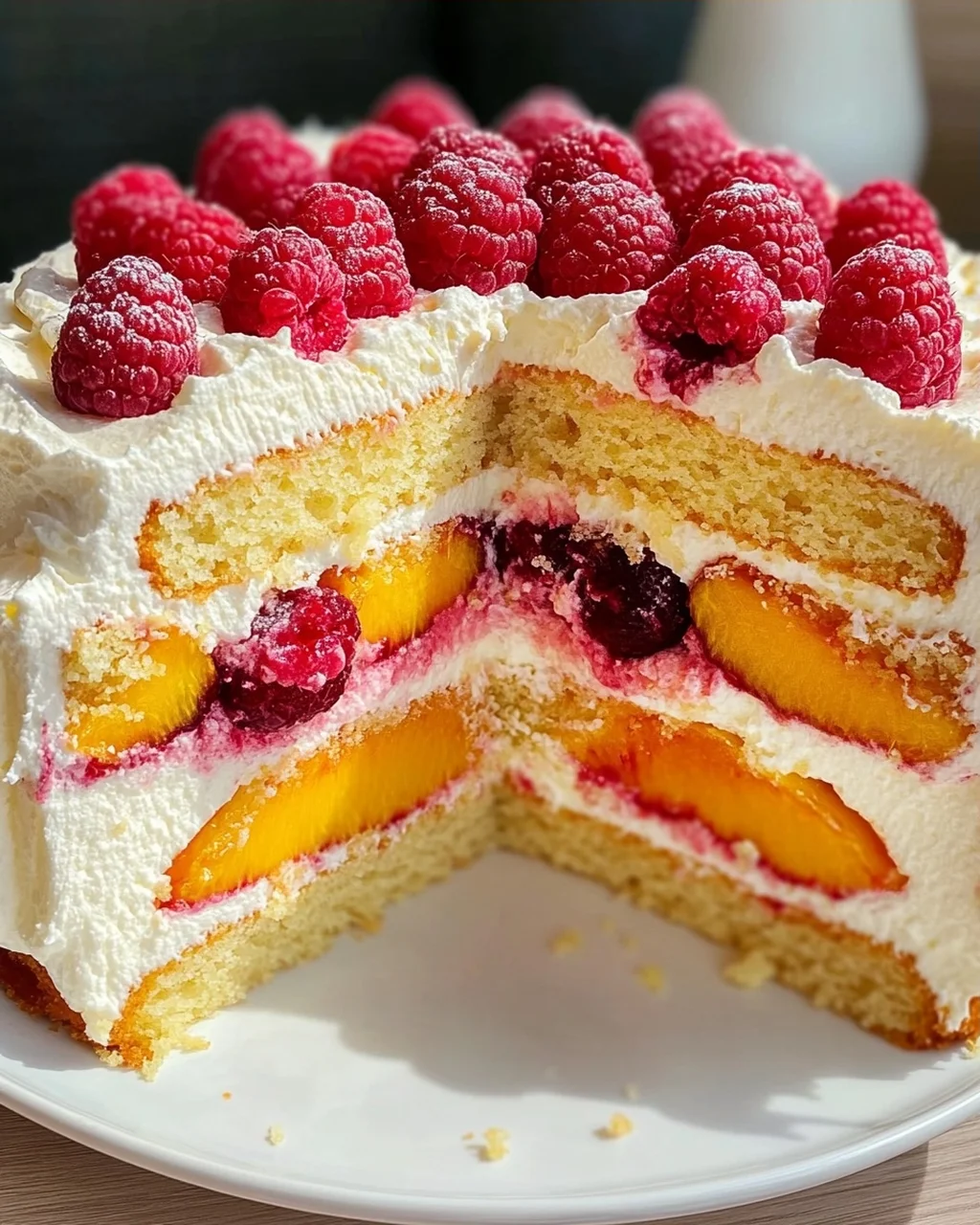 Himbeer-Pfirsich-Torte