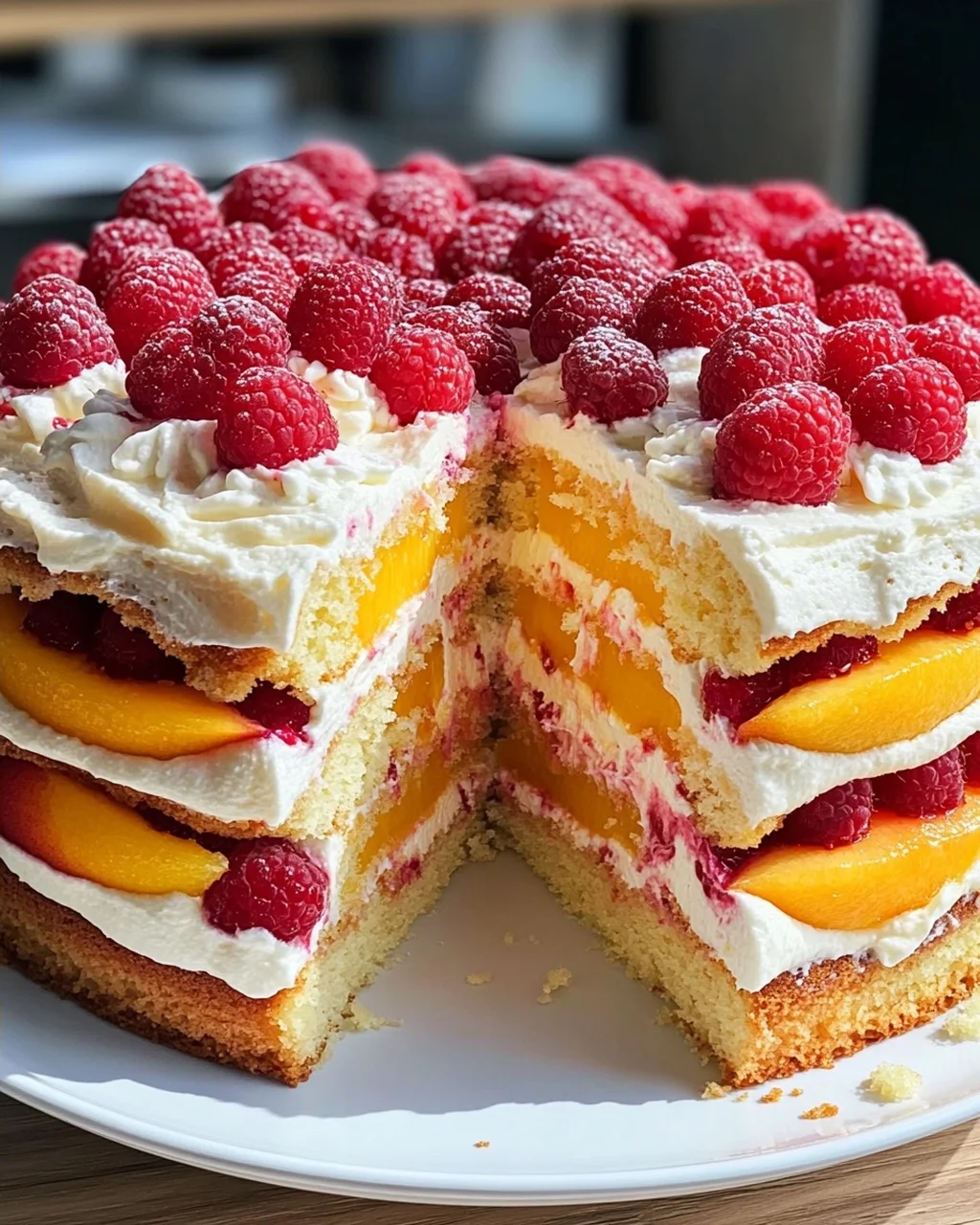 Himbeer-Pfirsich-Torte