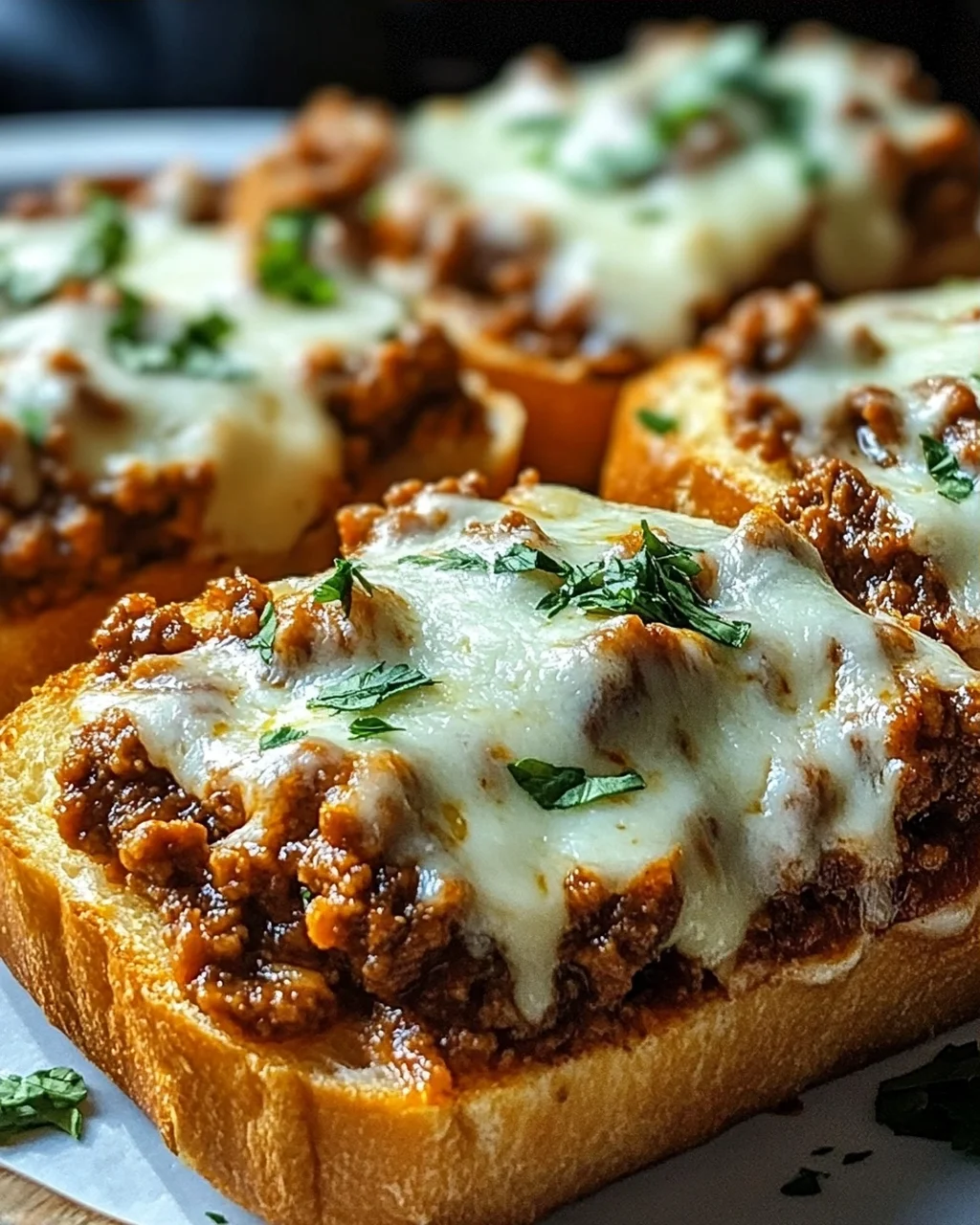 Homemade Cheesy Garlic Bread Sloppy Joe Melts