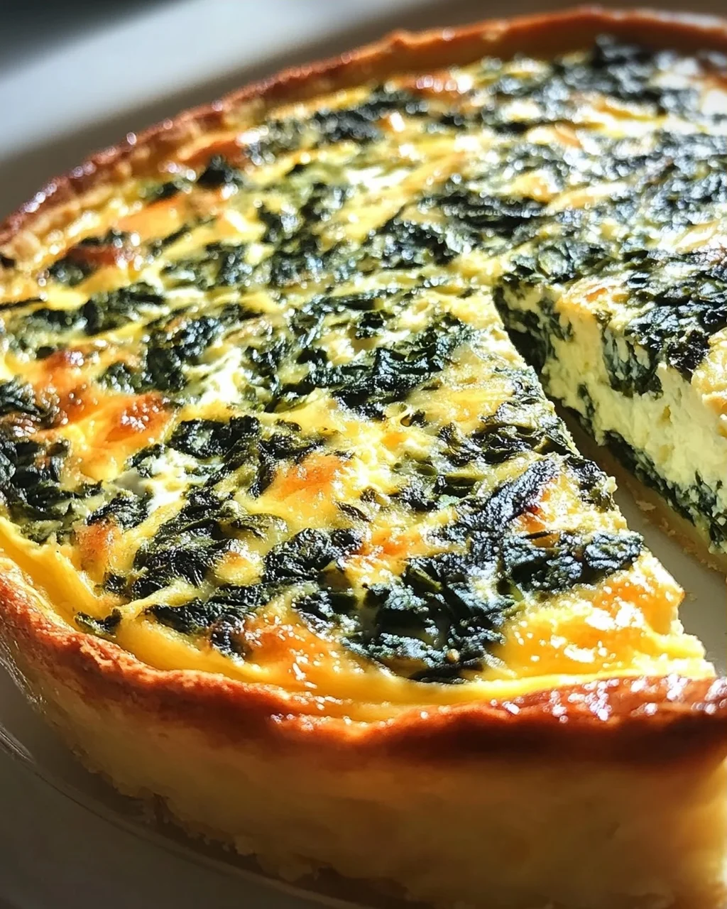 Hüttenkäse und Spinat Krustenlose Quiche