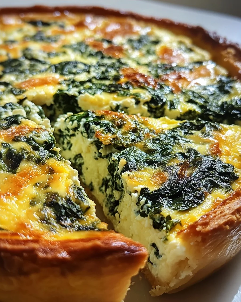 Hüttenkäse und Spinat Krustenlose Quiche