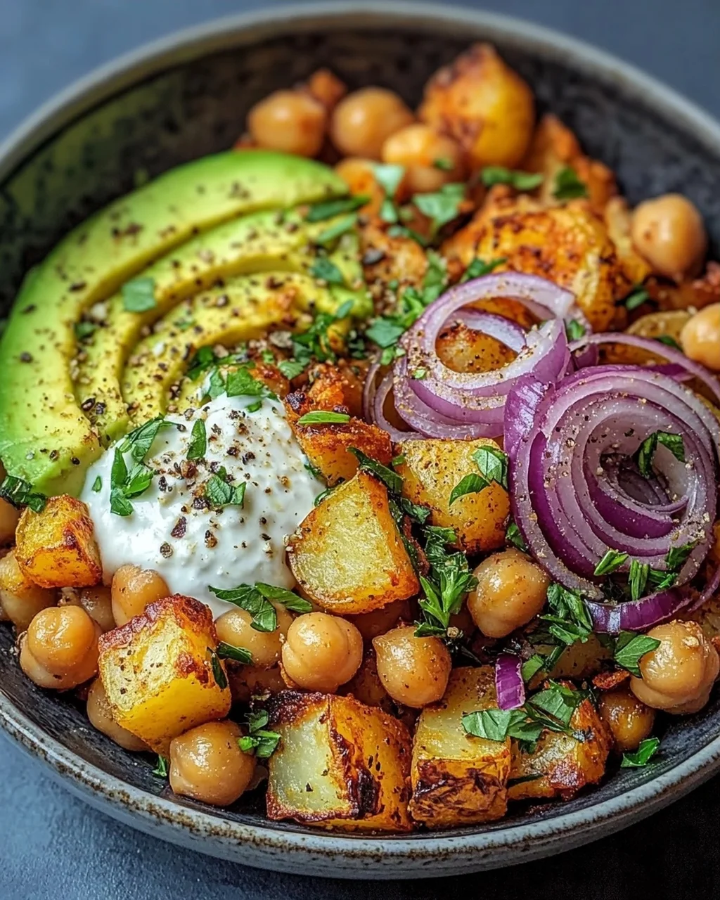 Kartoffel-Kichererbsen-Bowl