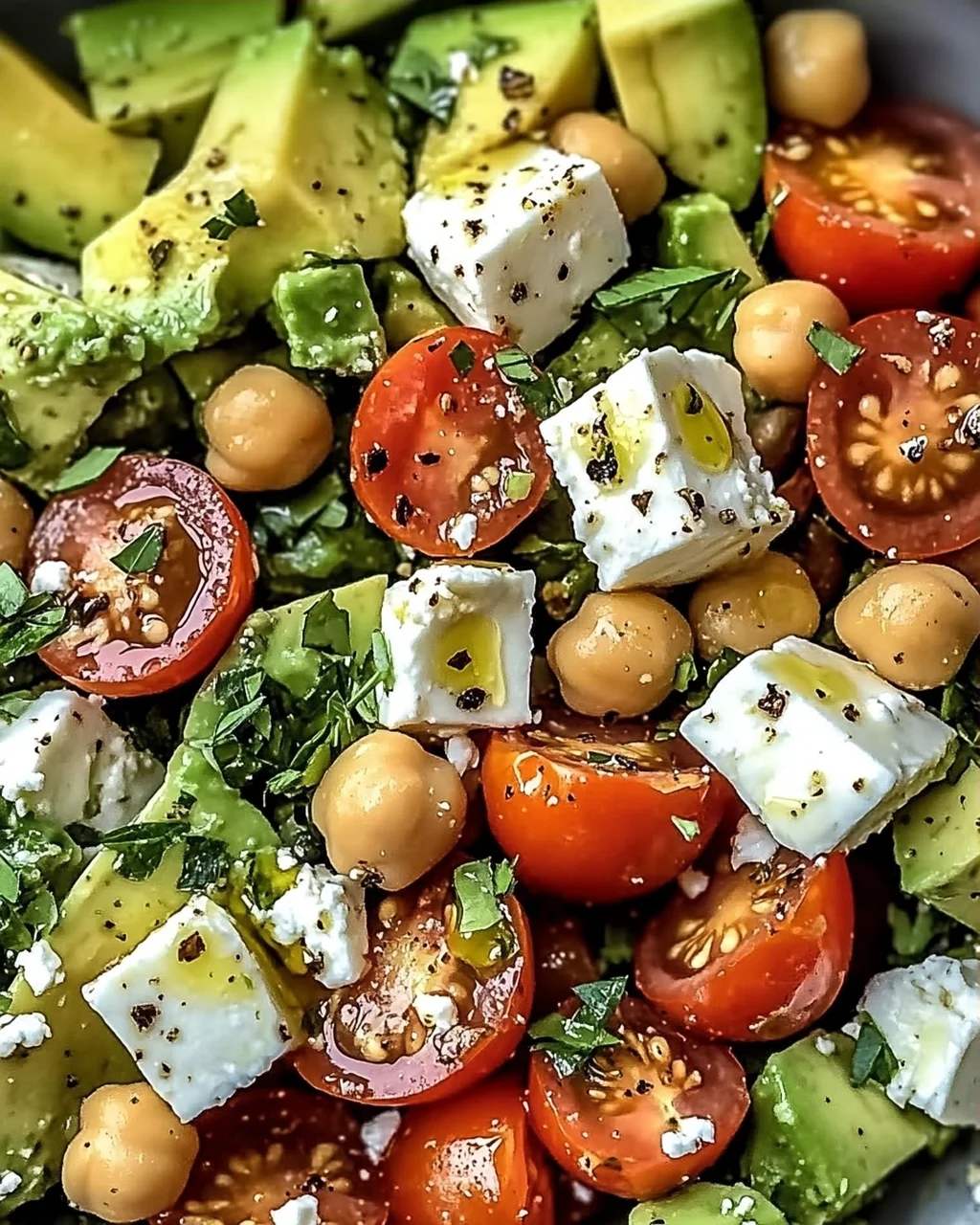 Kichererbsen Feta Avocado Salat für Frische und Genuss