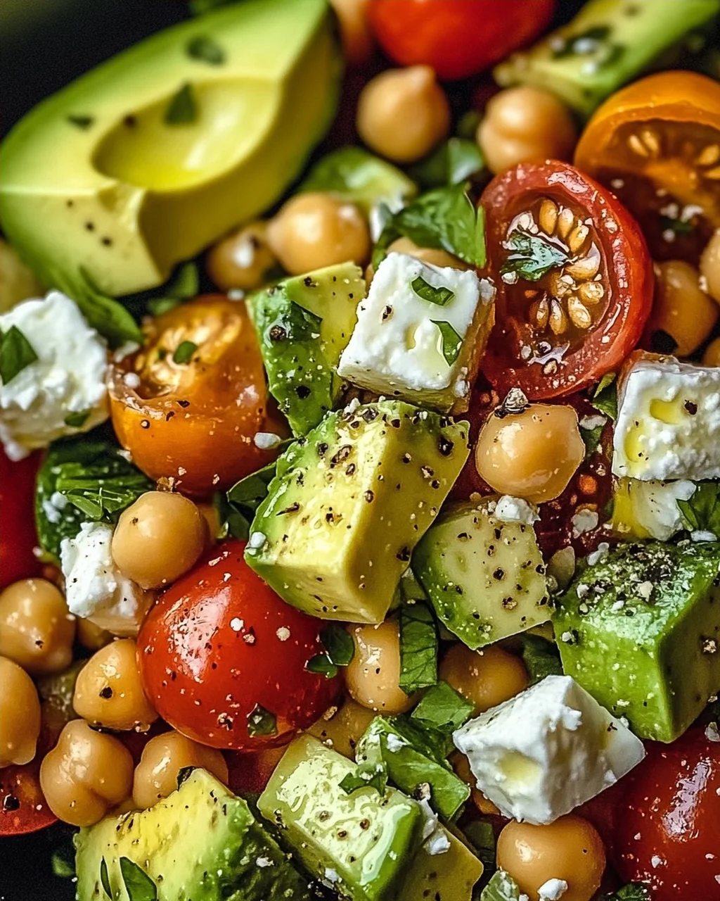Kichererbsen Feta Avocado Salat für Frische und Genuss