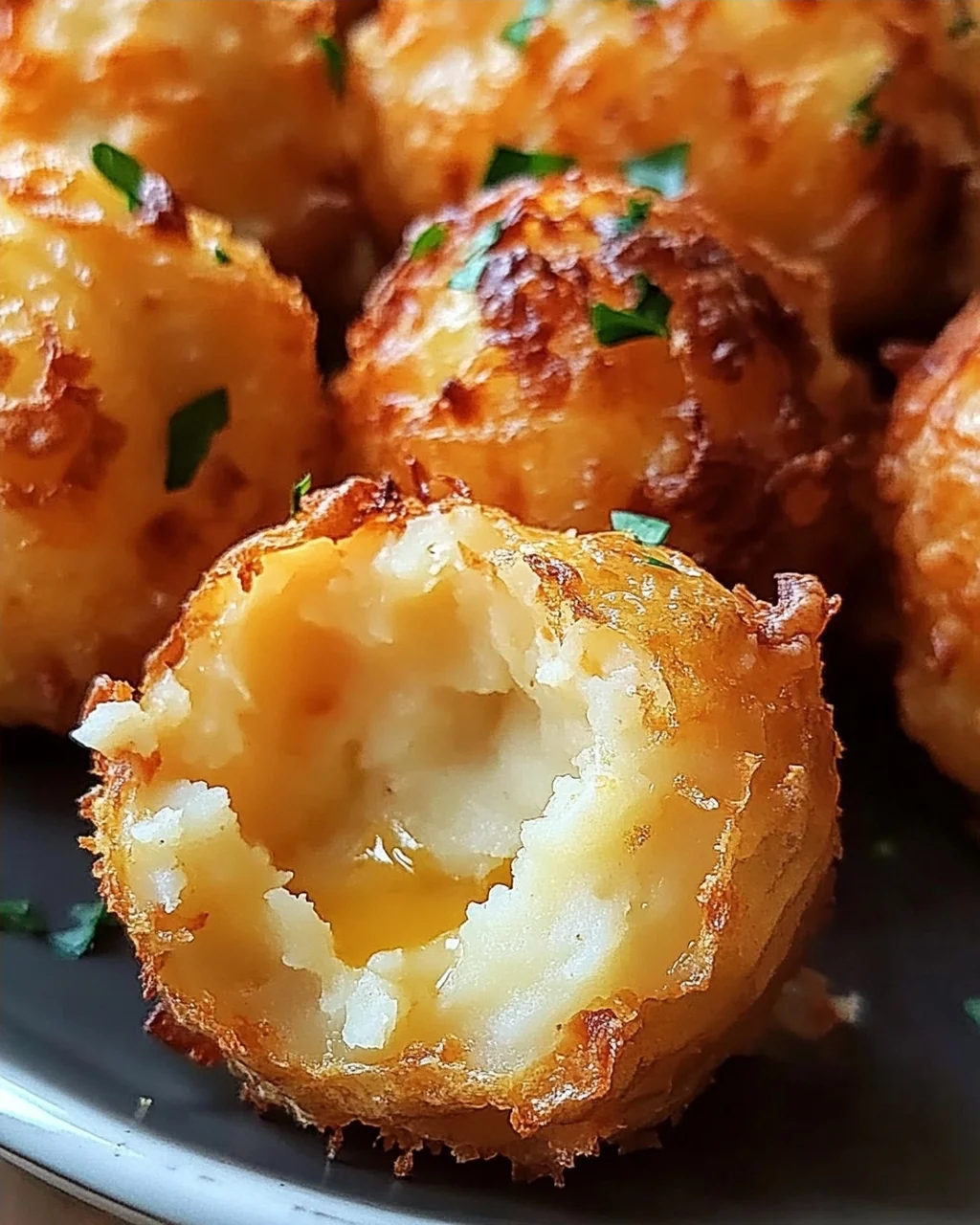 Knusprige Kartoffelpüree Käsebällchen