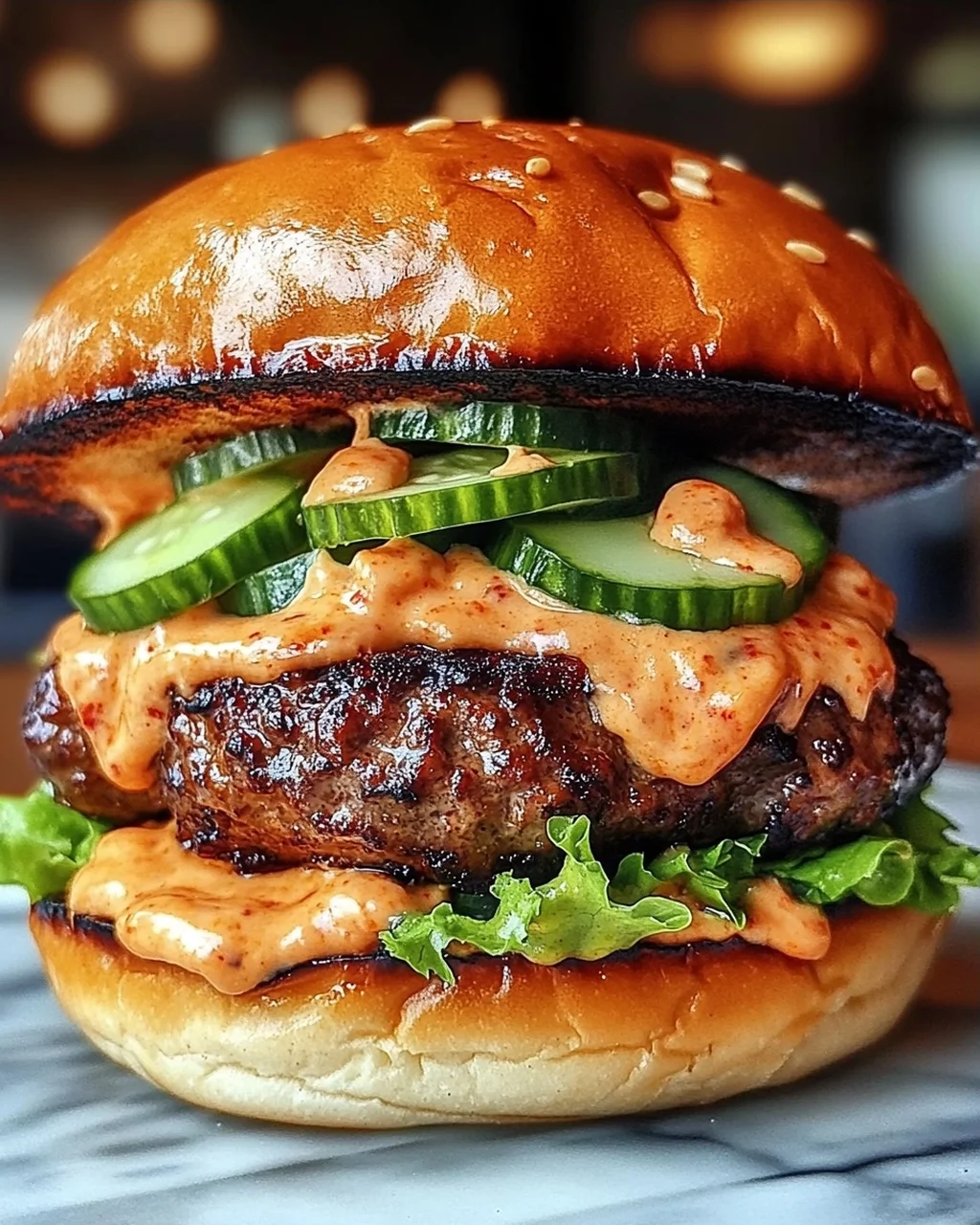 Koreanisches BBQ Bulgogi Rindfleisch Burger mit Mayo