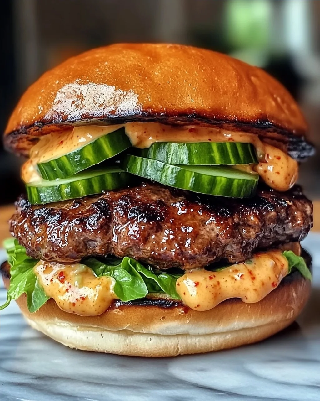 Koreanisches BBQ Bulgogi Rindfleisch Burger mit Mayo