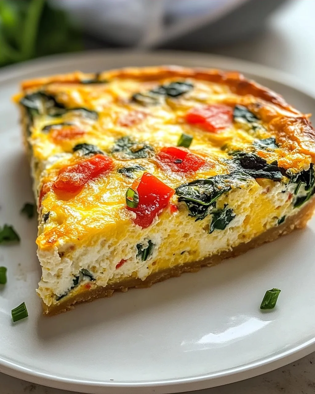 Leckere, proteinreiche Quiche ohne Boden mit Hüttenkäse
