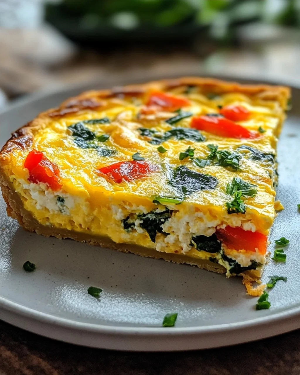 Leckere, proteinreiche Quiche ohne Boden mit Hüttenkäse