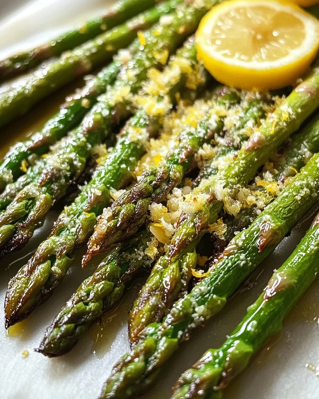 Ofengerösteter Grüner Spargel mit Parmesan und Zitrone