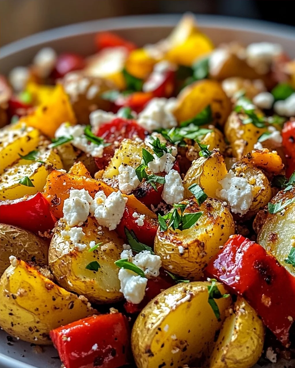 Ofenkartoffeln mit Feta und Paprika - bunte Gemüse-Variante