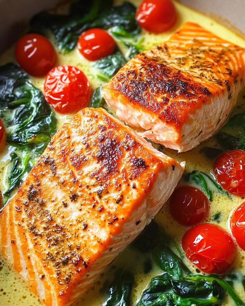 Ofenlachs mit Spinat