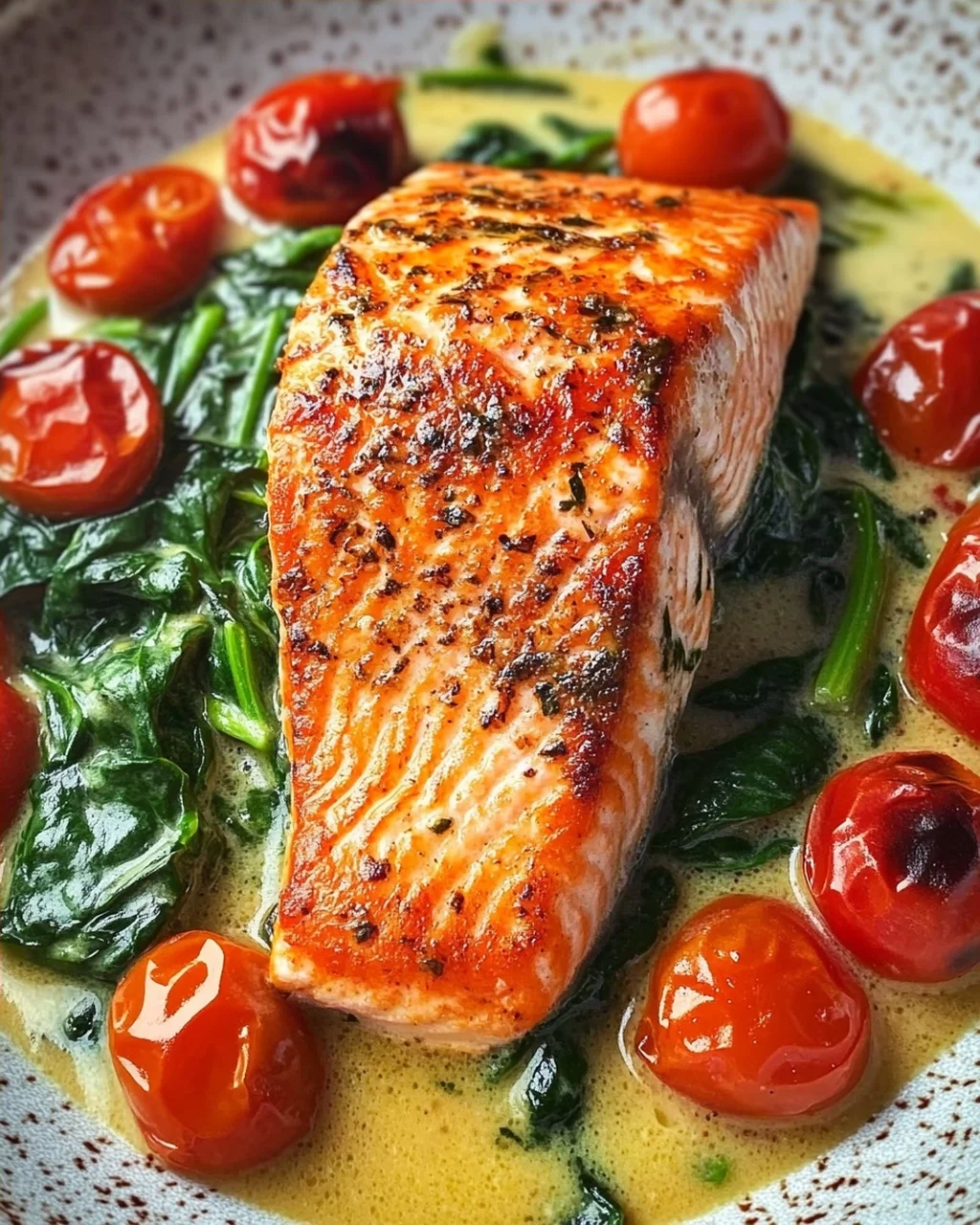 Ofenlachs mit Spinat