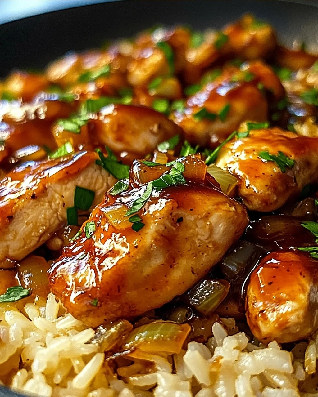 One Pan Honig BBQ Hähnchen mit Reis