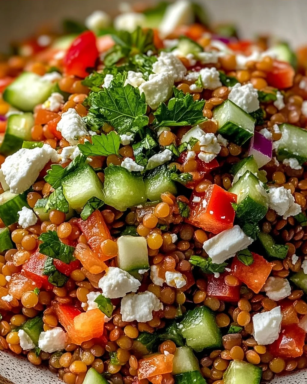 Orientalischer Rote Linsen Salat mit Feta