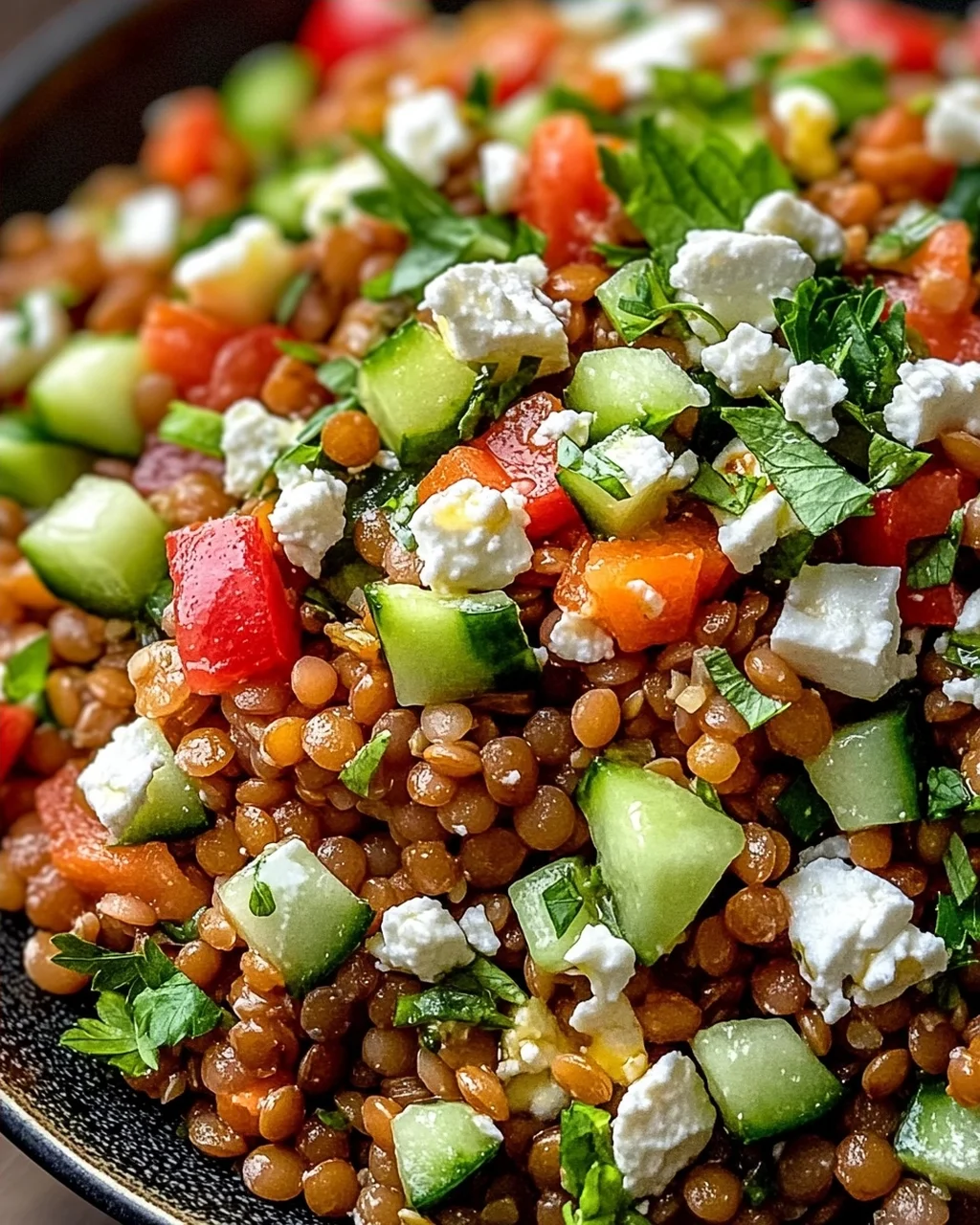 Orientalischer Rote Linsen Salat mit Feta
