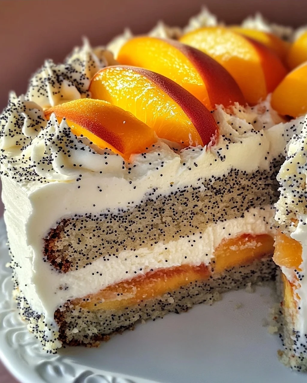 Pfirsichtorte mit Mohn