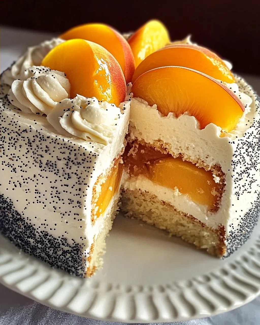 Pfirsichtorte mit Mohn