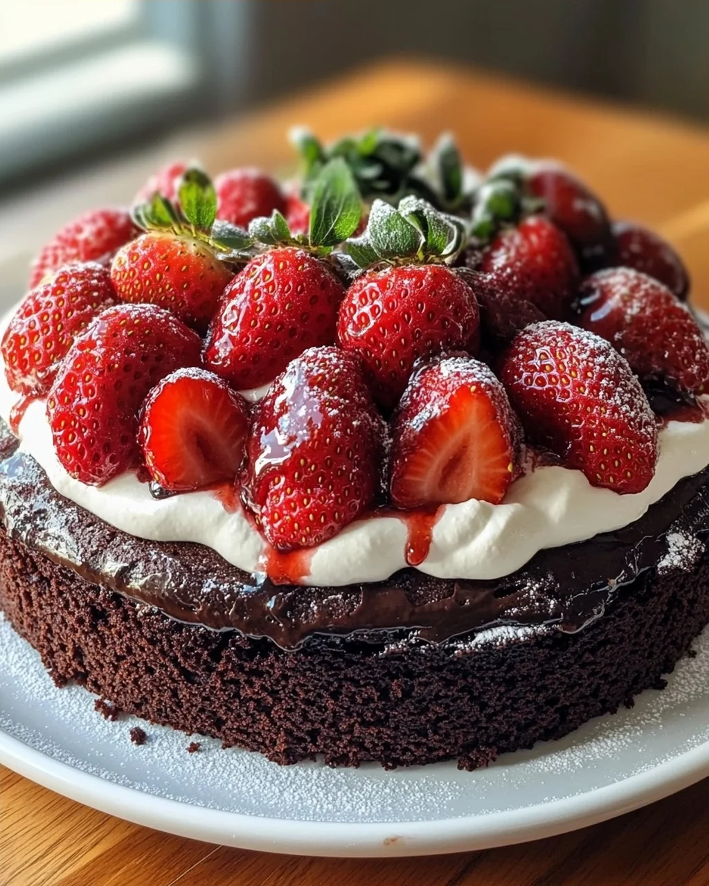 Quick Strawberry Cake with Chocolate Base and Non-Alcoholic Alternatives