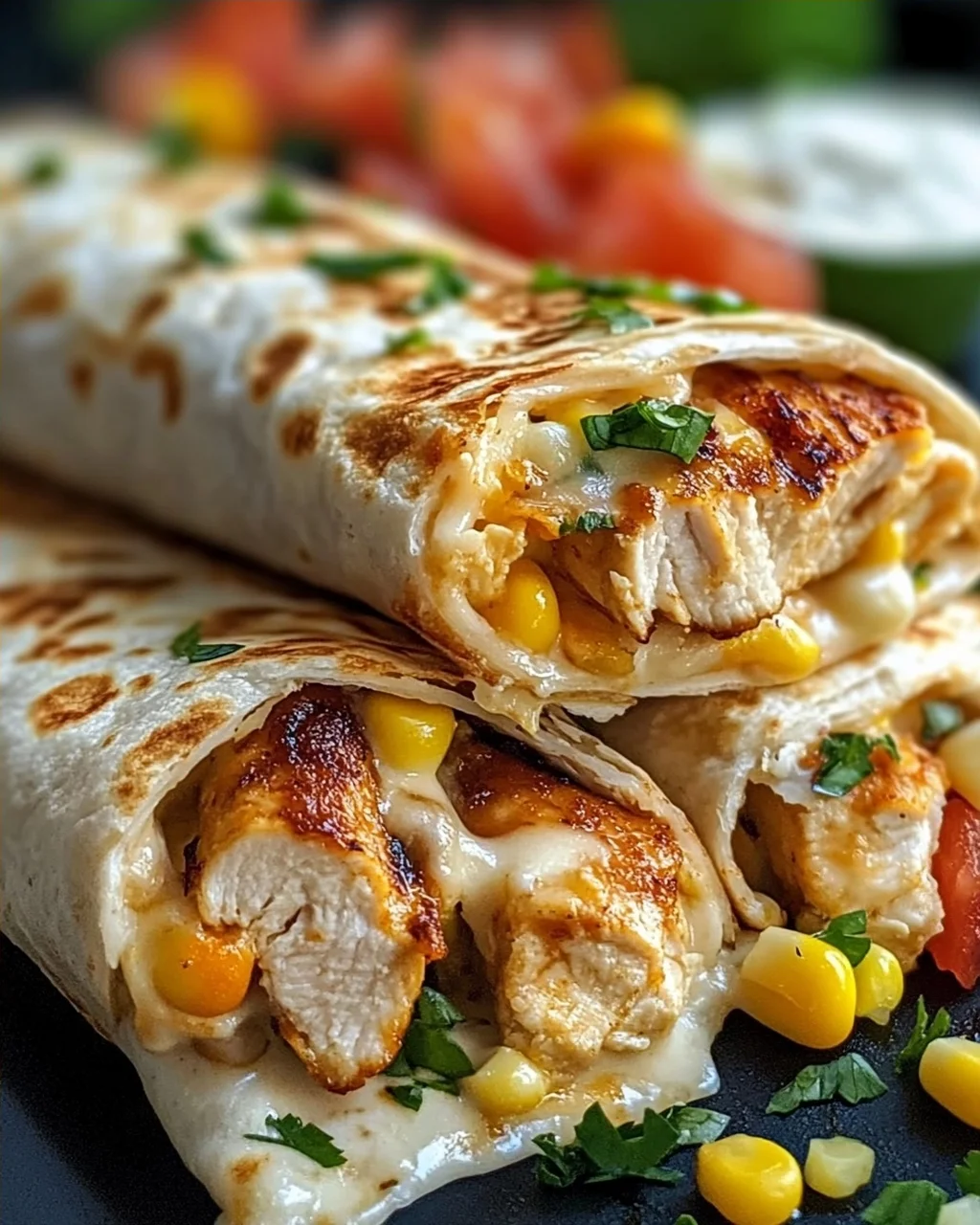 Schnelle Käse-Knoblauch Hähnchen Wraps