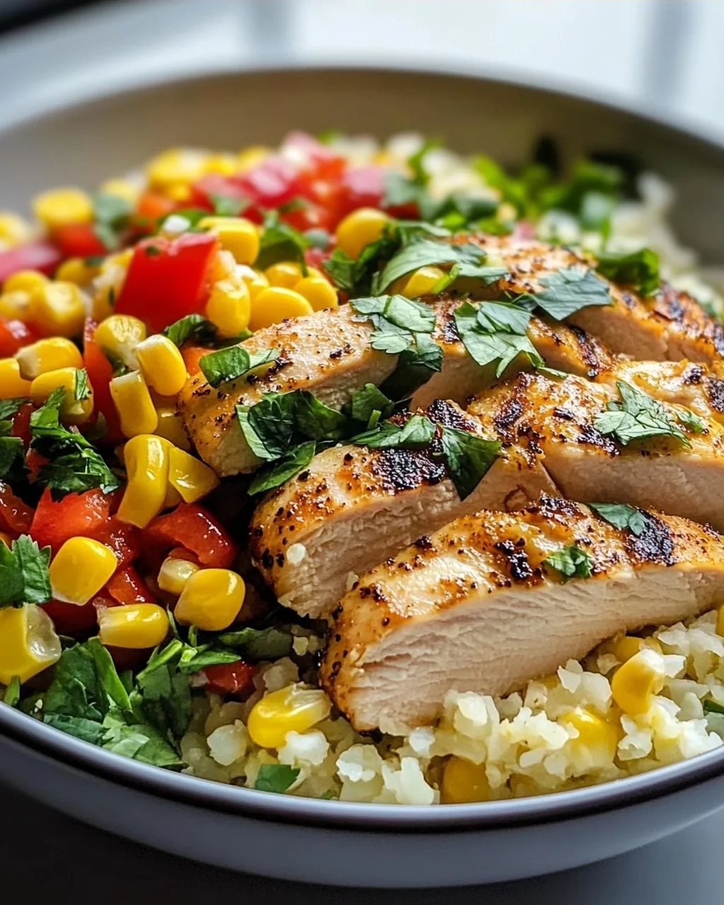 Schnelle Low Carb Chicken Blumenkohlreis Bowl – Gesund genießen!